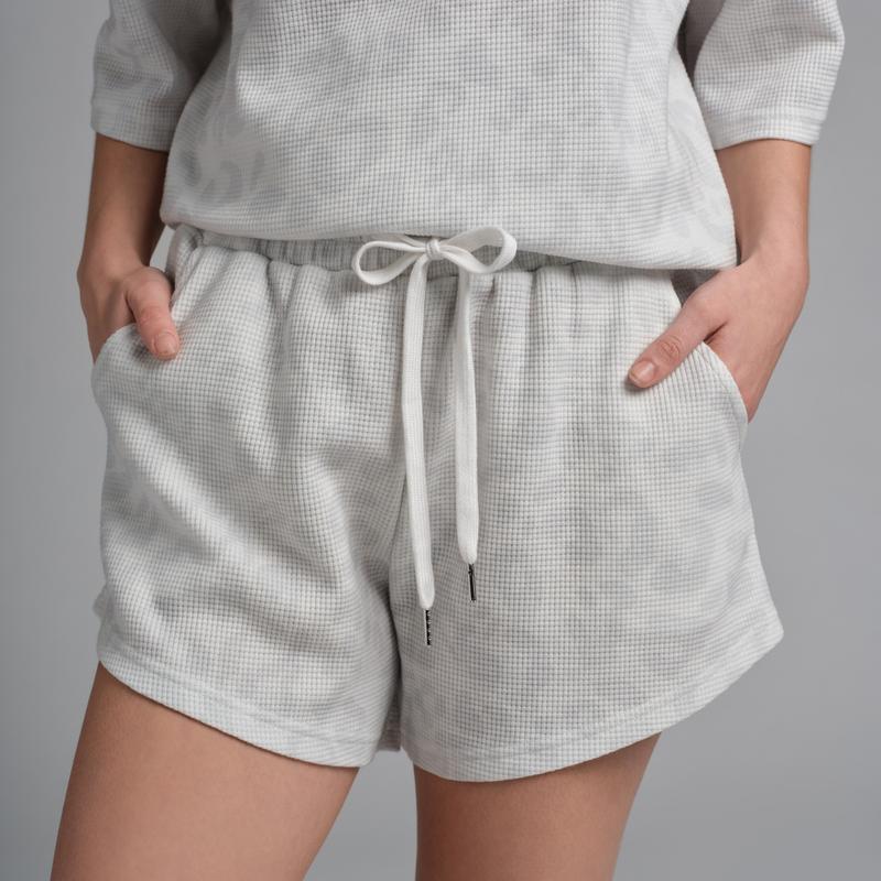 Waffle Lounge Shorts with Curved Hem and Elastic Waistband for Sports and Lounging