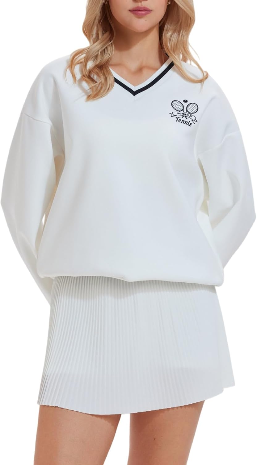 AFZ Women 2 Piece Tennis Skirt Set Athletic Sweater Skort Sets Y2K Preppy Lounge Tracksuit Outfits