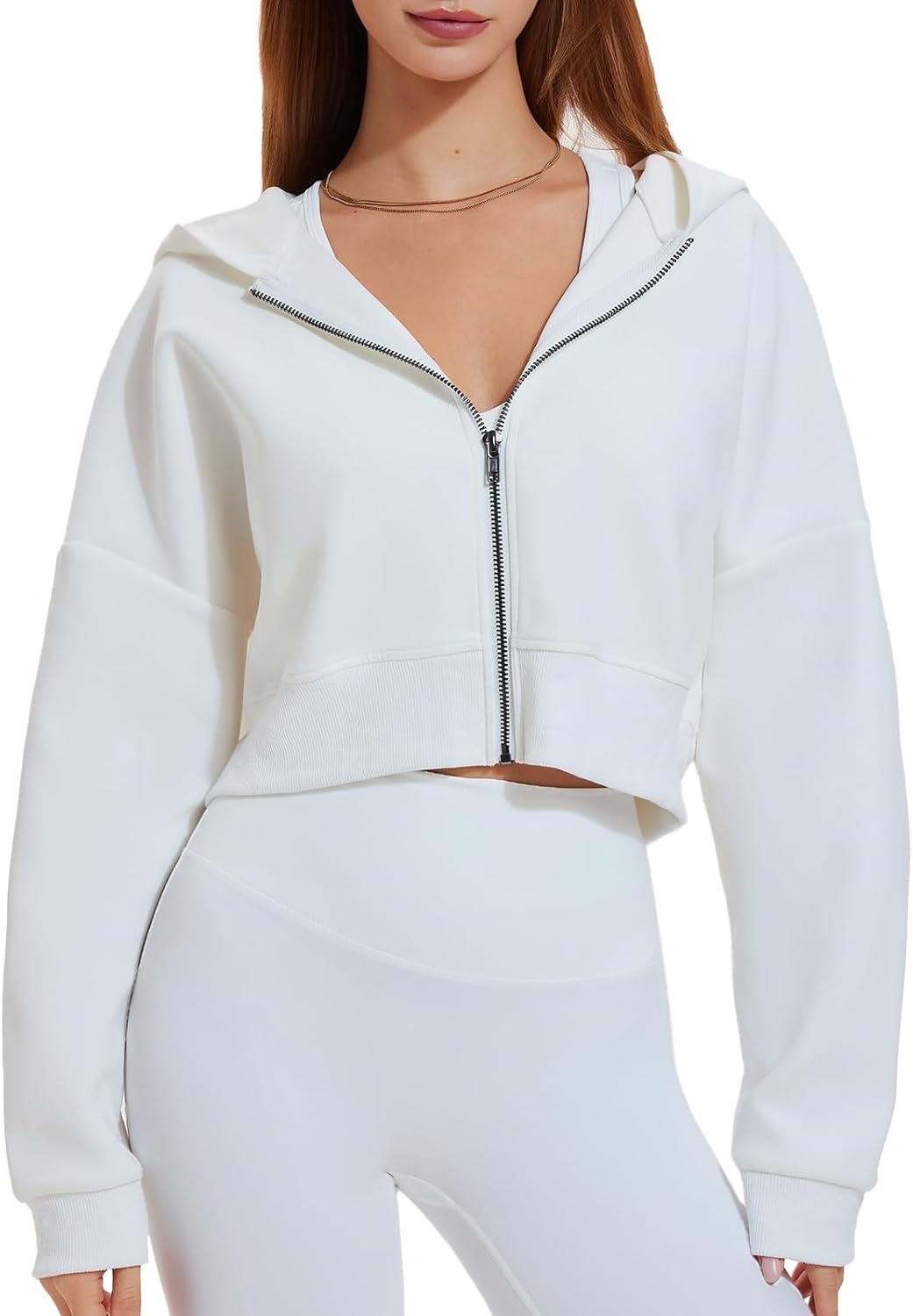 Airfree Womens Zip Up Hoodies Cropped Sweatshirt Workout Long Sleeve Jackets Hooded Y2K Casual Coat for Women
