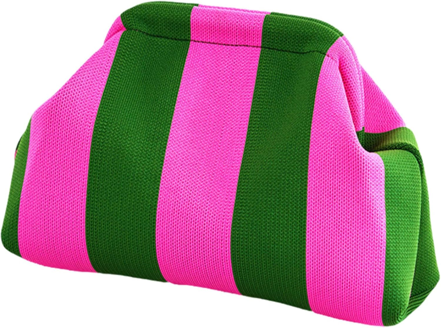 Woven Crochet Clutch Purse - 2026 Summer Beach Striped Ruched Cloud Evening Handbag