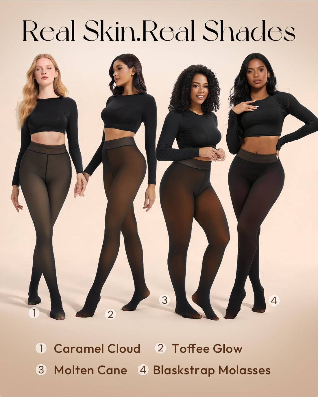 Fleece Lined Tights Leggings for Women - One Seam Design Thermal Winter Hosiery