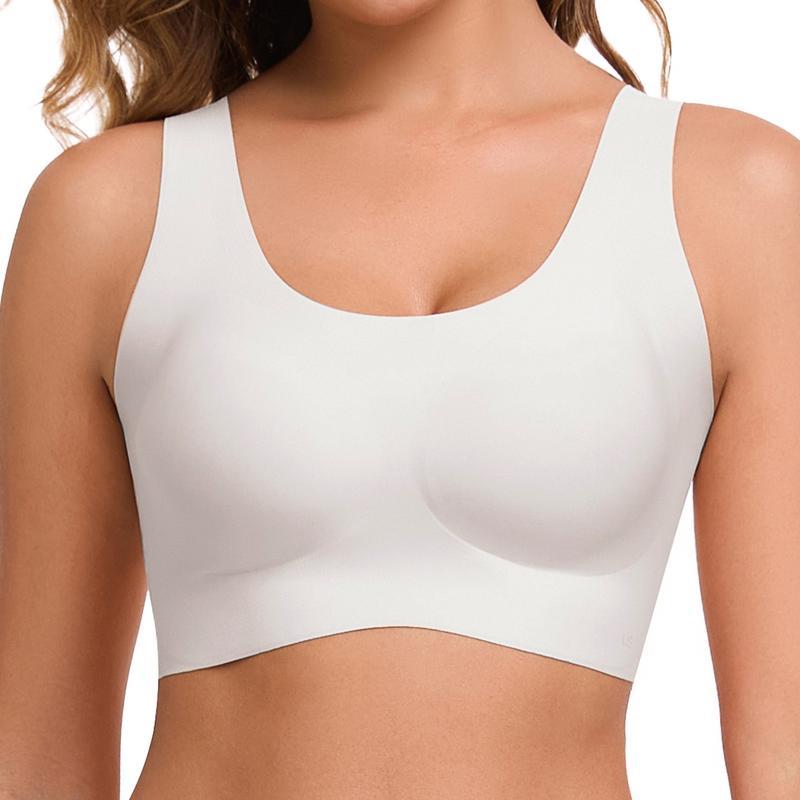 Seamless Wireless Bralette for Women - Full Coverage Smooth Pull On Bra with Wide Straps