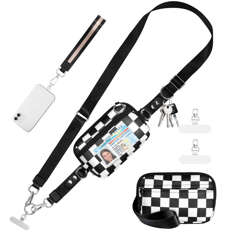 Universal Phone Strap Bag with RFID-Blocking Wristlet Wallet - Adjustable Crossbody Lanyard
