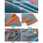 Women's Cotton Gauze Jacquard Loose-Fit Knee-Length Japanese Yukata Lightweight Bathrobe
