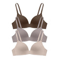 3 Pieces Lightly Lined Wireless Bras for Women, Comfy Plunge T-Shirt Bra Pack for Everyday & Bridal