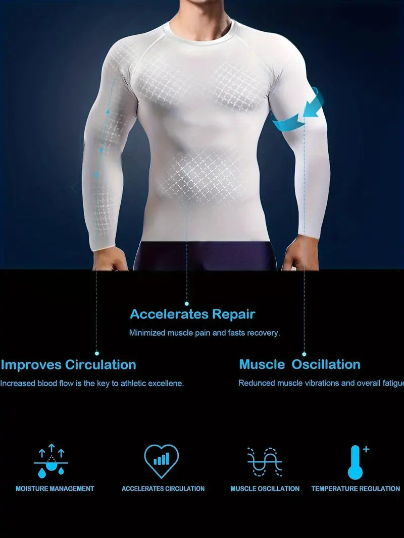 Men's 5-Piece Slim-Fit Long-Sleeve Compression Sports Shirt Set for Fitness and Daily Wear