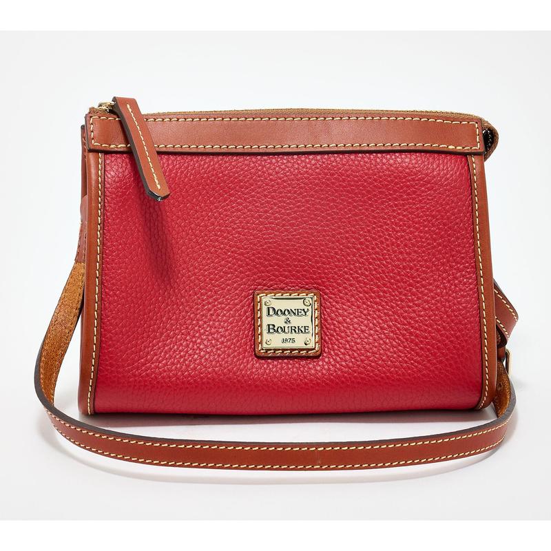 Pebble Leather East/West Crossbody Bag with Sleek Silhouette and Zipper Closure