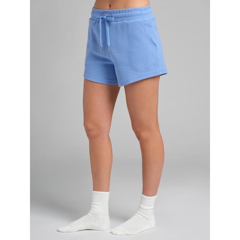 Waffle Lounge Shorts with Curved Hem and Elastic Waistband for Sports and Lounging