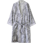 Women's Cotton Gauze Jacquard Loose-Fit Knee-Length Japanese Yukata Lightweight Bathrobe
