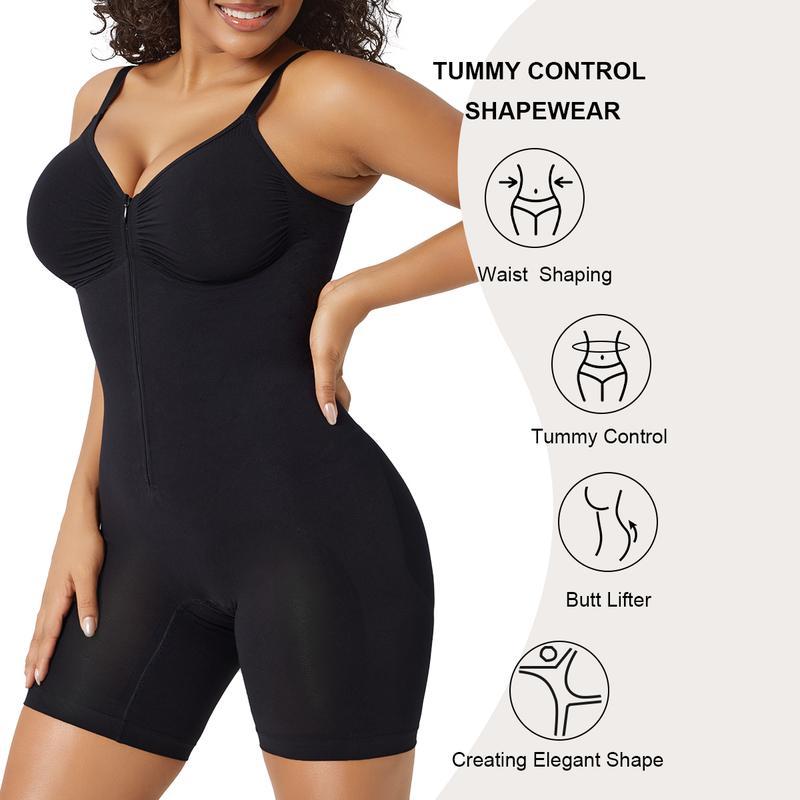 Tummy Control Bodysuit Corset with Zipper and Adjustable Straps - Ultra Stretch Sculpting Shapewear