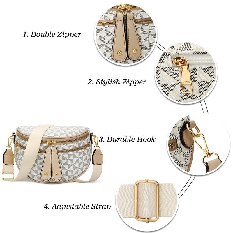 Zipper, hook and adjustable strap details