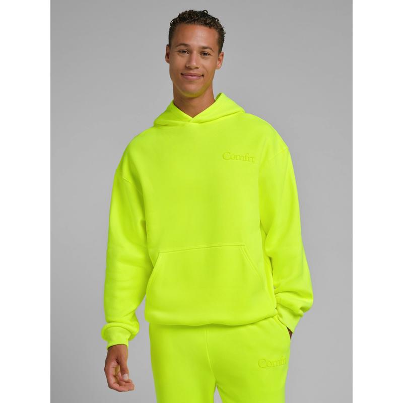 Neon Minimalist Hoodie - Mega Colorful Fleece Pullover in Bold Neon Colors