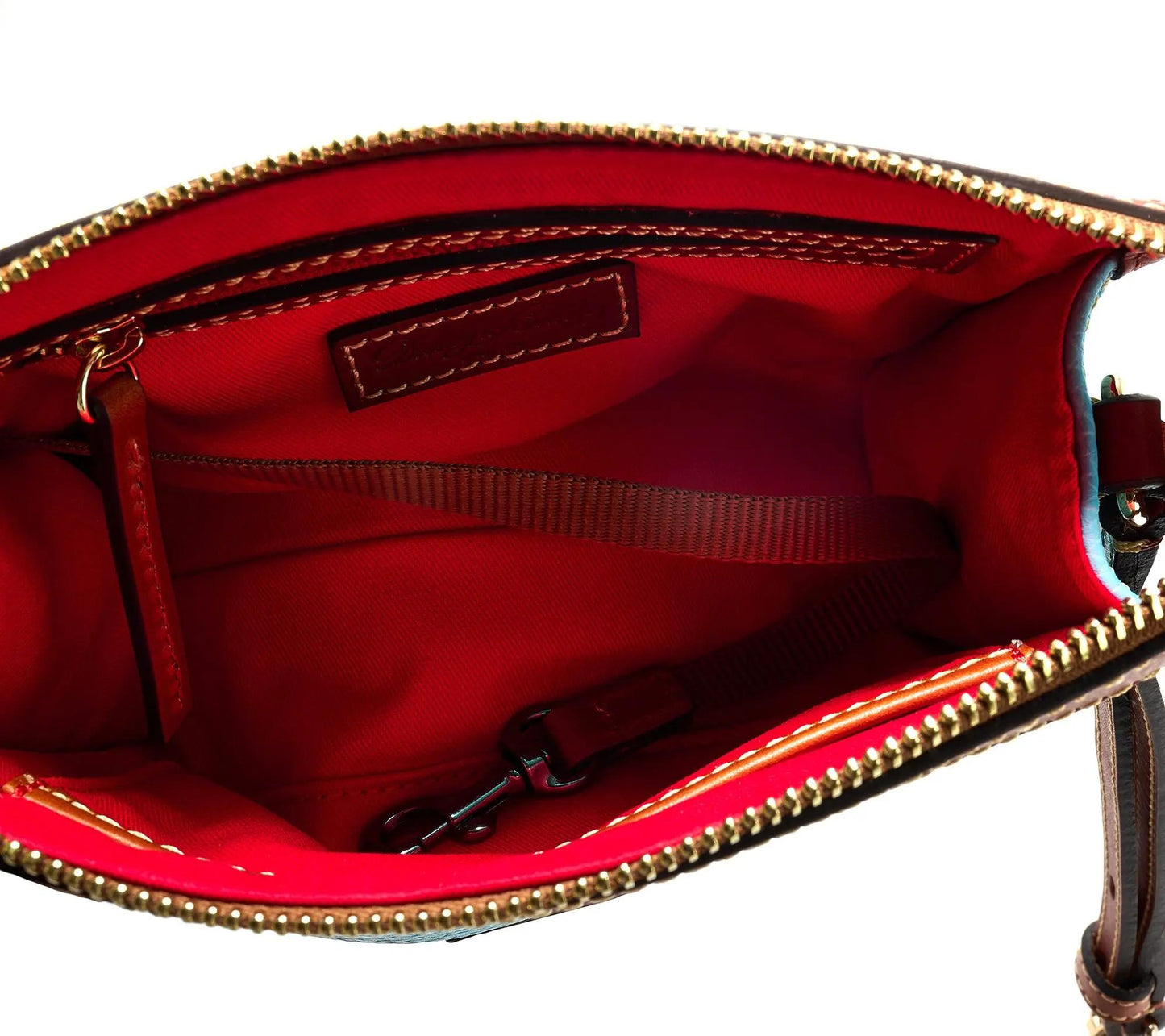 Pebble Leather East/West Crossbody Bag with Sleek Silhouette and Zipper Closure