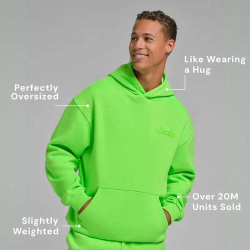 Neon Minimalist Hoodie - Mega Colorful Fleece Pullover in Bold Neon Colors