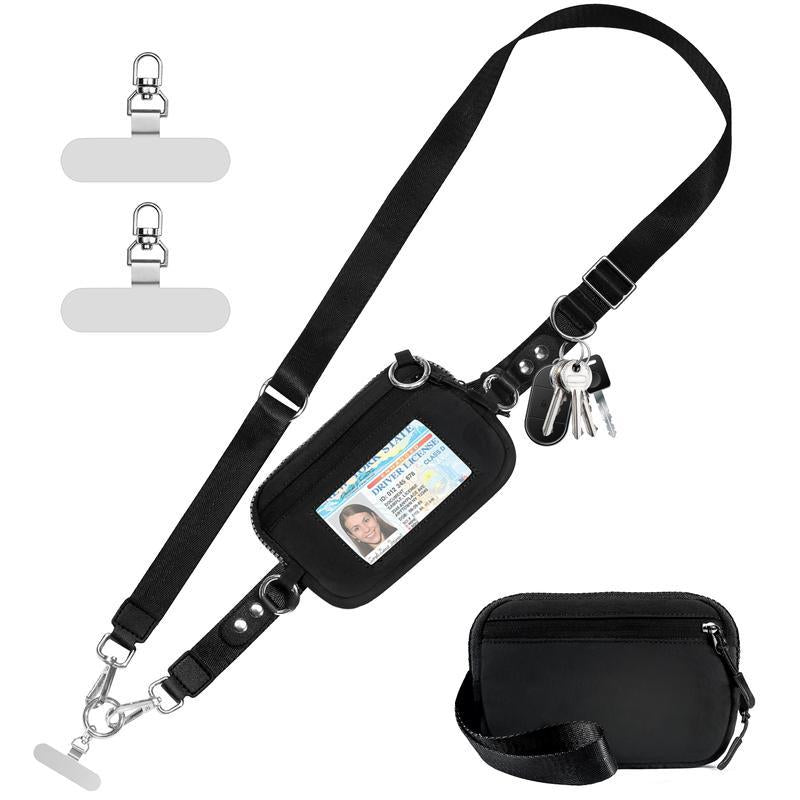 Universal Phone Strap Bag with RFID-Blocking Wristlet Wallet - Adjustable Crossbody Lanyard