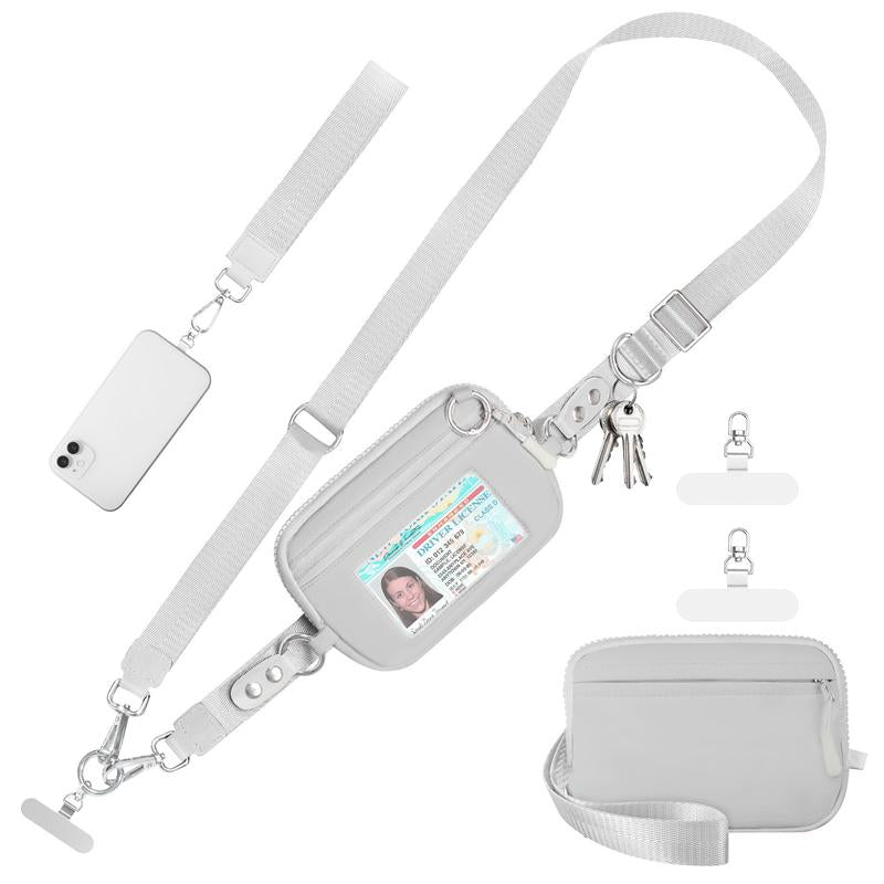 Universal Phone Strap Bag with RFID-Blocking Wristlet Wallet - Adjustable Crossbody Lanyard