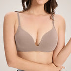 3 Pieces Lightly Lined Wireless Bras for Women, Comfy Plunge T-Shirt Bra Pack for Everyday & Bridal
