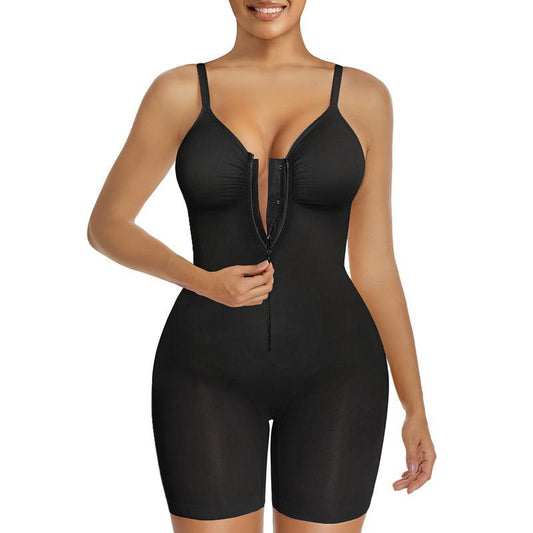 Tummy Control Bodysuit Corset with Zipper and Adjustable Straps - Ultra Stretch Sculpting Shapewear