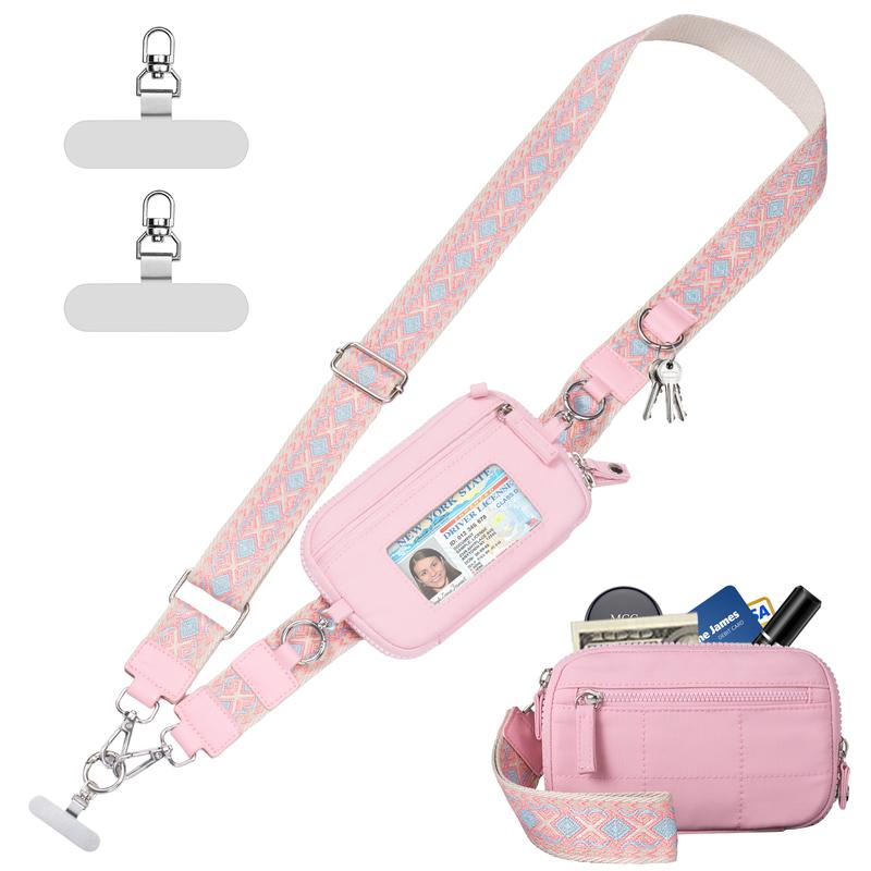 Universal Phone Strap Bag with RFID-Blocking Wristlet Wallet - Adjustable Crossbody Lanyard