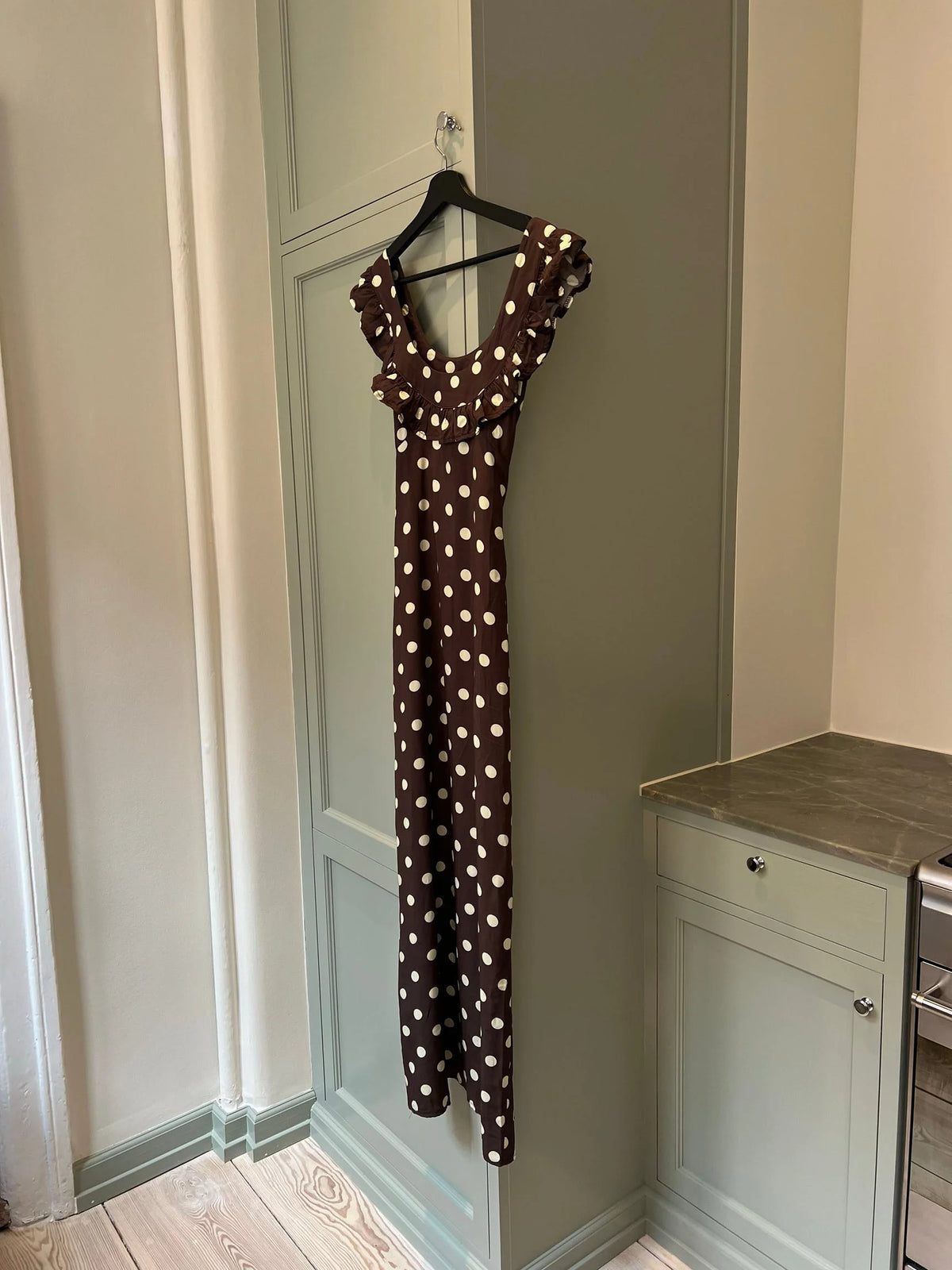 Luna Polka Dot Maxi Dress - Brown and Yellow Feminine Prom and Evening Gown