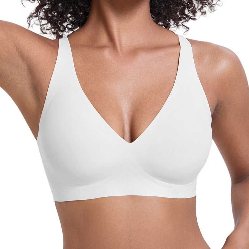 Womens Comfortable Wireless Push Up Bralette - Seamless Deep V Everyday T-Shirt Bra