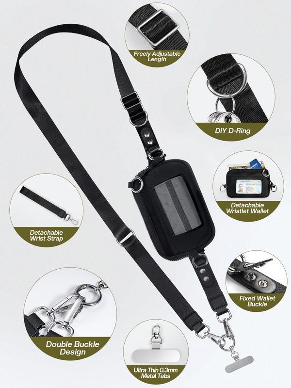 Universal Phone Strap Bag with RFID-Blocking Wristlet Wallet - Adjustable Crossbody Lanyard