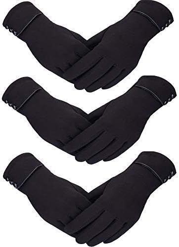 3 Pairs Women's Winter Touchscreen Gloves - Windproof Fleece Lined Warm Texting Mittens