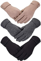 3 Pairs Women's Winter Touchscreen Gloves - Windproof Fleece Lined Warm Texting Mittens