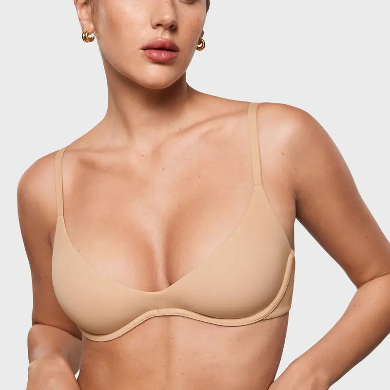 Women's Plunge Unlined Underwire Bra - Sexy Demi Balconette Lingerie