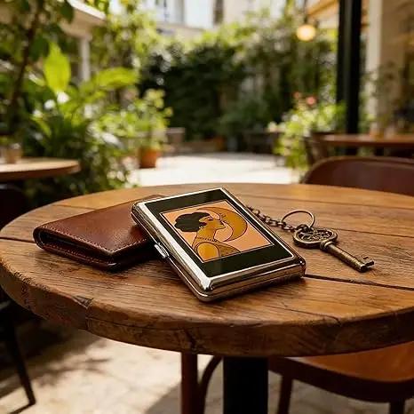 Vintage Style Metal RFID Blocking Card Case - Durable High-Polish Wallet for Men and Women