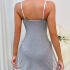 Women's Lace Trim Side Slit Modal Cami Sleep Dress - Lightweight Soft Nightwear