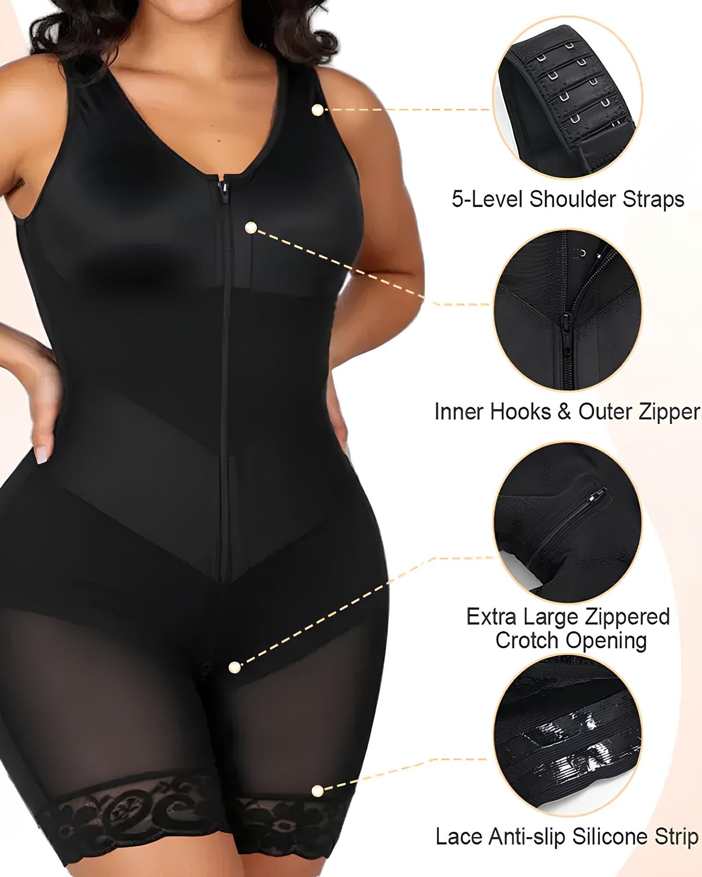 Women's V-Shaped Elastic Band S-Curve Shaping and Tummy Control Bodysuit