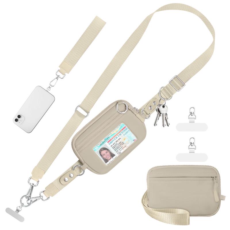 Universal Phone Strap Bag with RFID-Blocking Wristlet Wallet - Adjustable Crossbody Lanyard