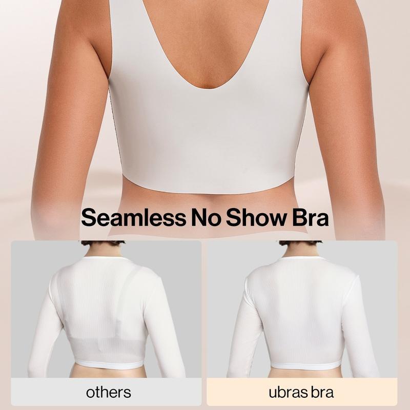 Seamless Wireless Bralette for Women - Full Coverage Smooth Pull On Bra with Wide Straps