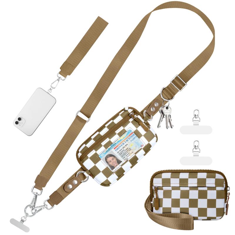 Universal Phone Strap Bag with RFID-Blocking Wristlet Wallet - Adjustable Crossbody Lanyard