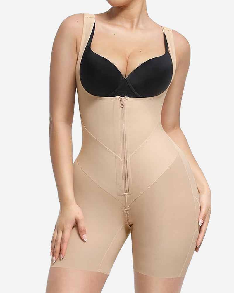 U-Shaped Zipper Tummy Control Body Shaper - Postpartum Recovery Hip Lift Bodysuit