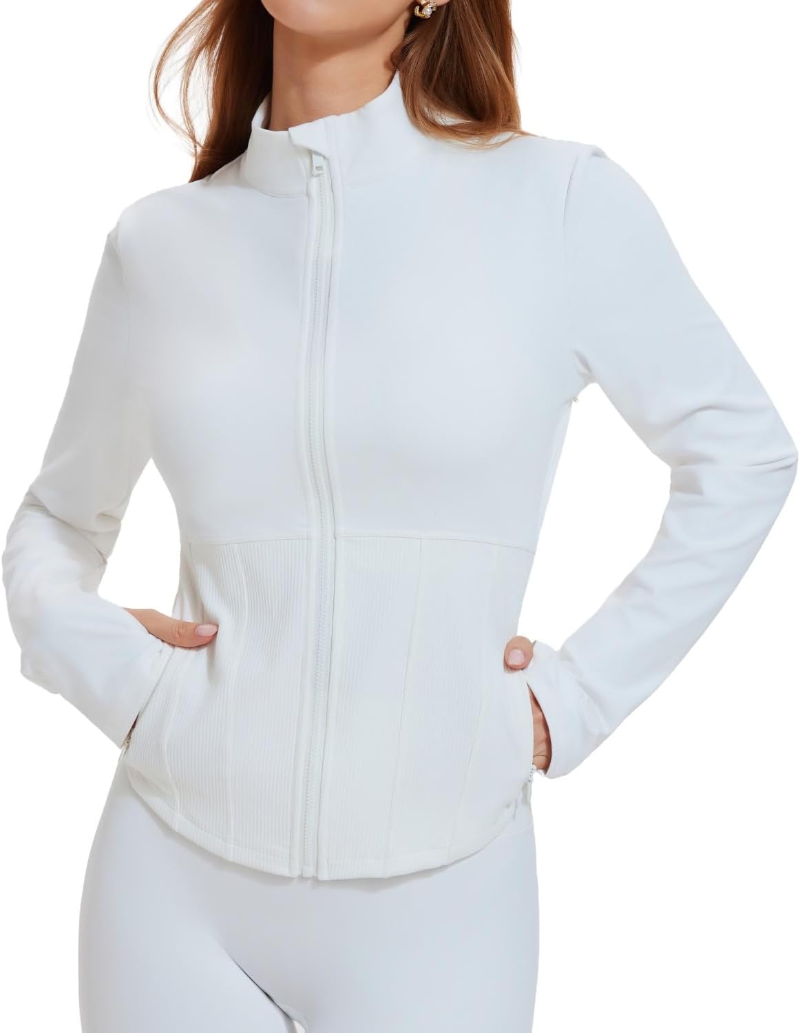 AFZ Workout Jackets for Women Lightweight Slim Fit Athletic Zip Up Jacket with Pockets for Running Yoga