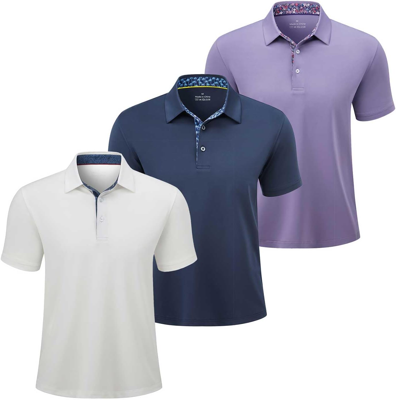 3 Pack Men's Polo Shirts Short Sleeve Dry Fit Golf Business Casual Moisture-Wicking