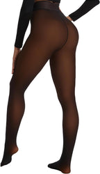 Fleece Lined Tights Leggings for Women - One Seam Design Thermal Winter Hosiery