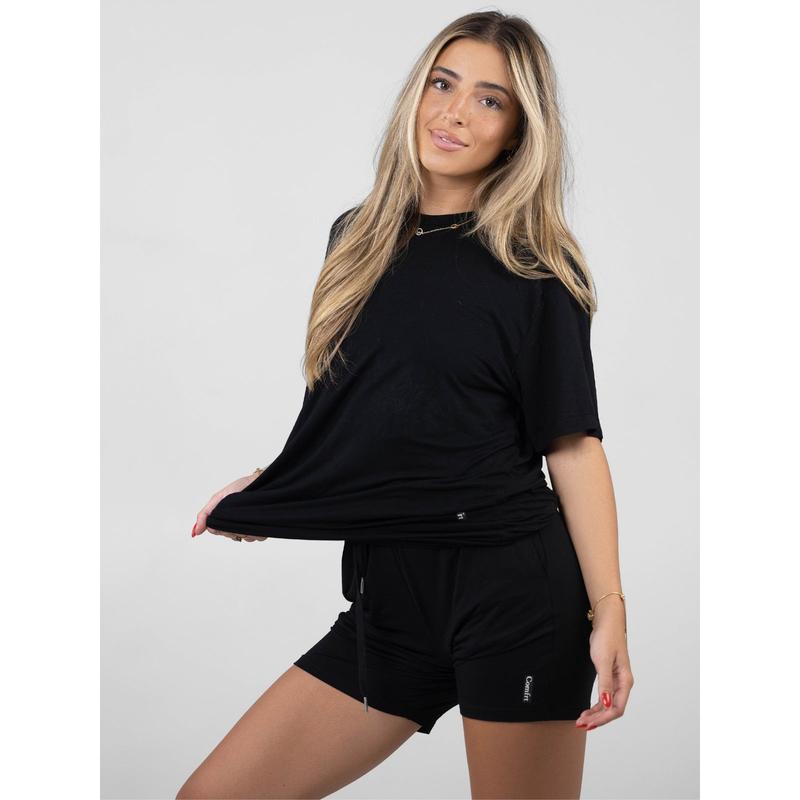 Women's Oversized Ultra-Soft Stretch Tee - Enzyme Washed Everyday Comfort Shirt