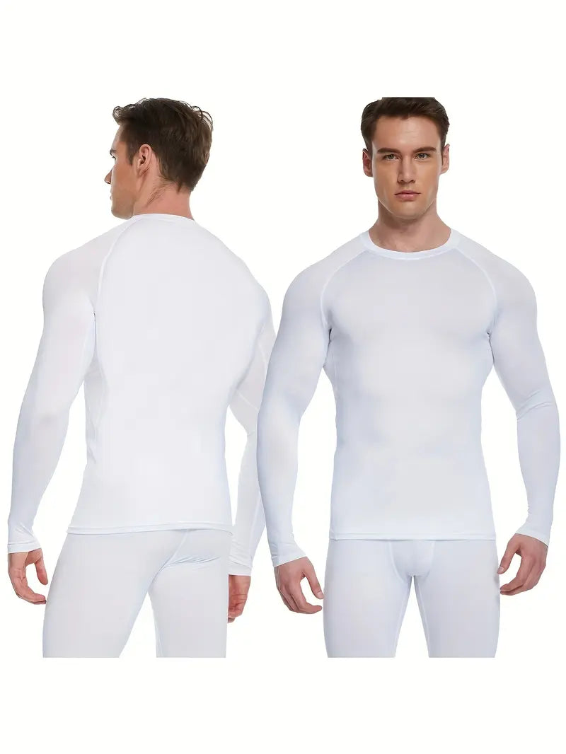 Men's 5-Piece Slim-Fit Long-Sleeve Compression Sports Shirt Set for Fitness and Daily Wear