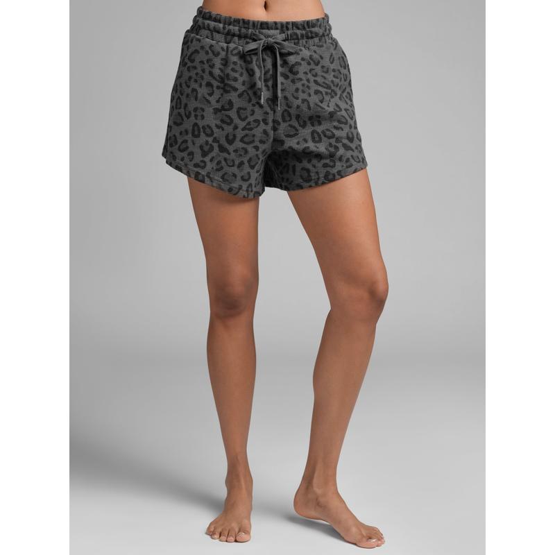 Waffle Lounge Shorts with Curved Hem and Elastic Waistband for Sports and Lounging