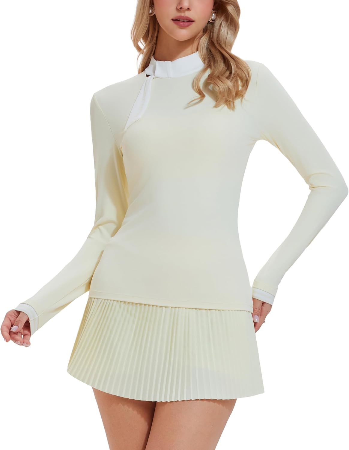 AFZ Tennis Skirt Set for Women Golf Shirt High Waisted Pleated Pickleball Skort Matching Preppy Outfits for Vacation Workout