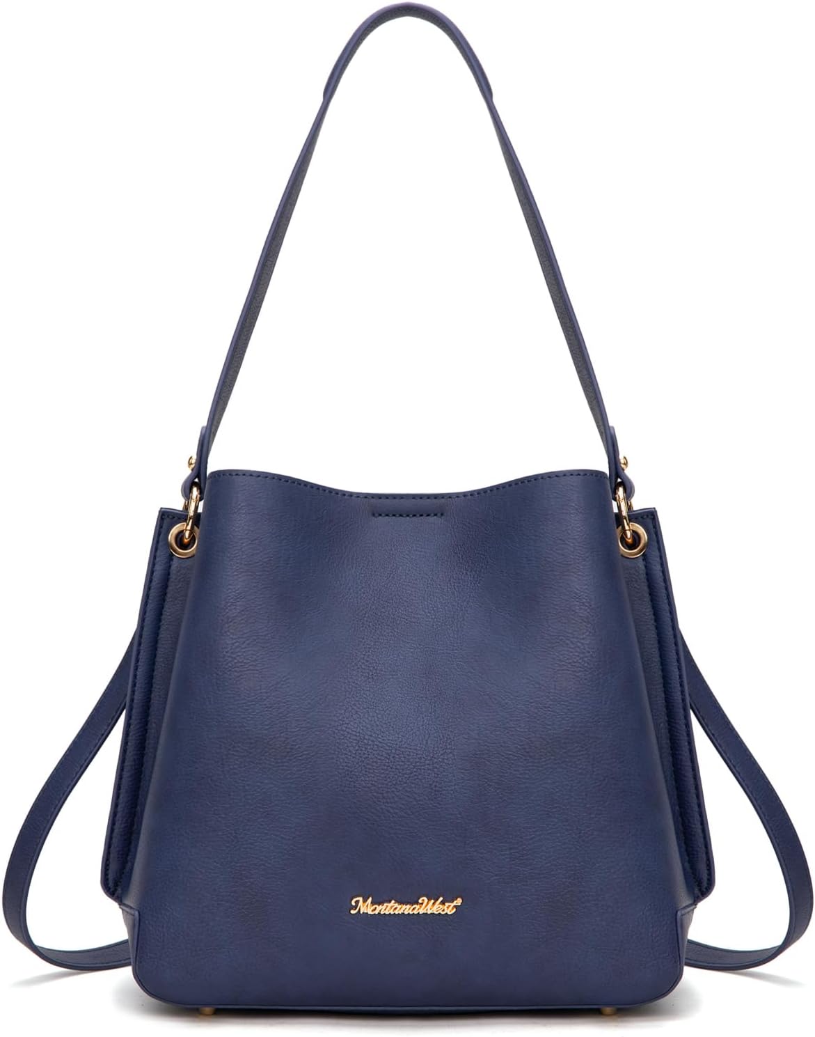 Medium Hobo Purse for Women - 3-Compartment Vegan Leather Bucket Bag with Crossbody Strap