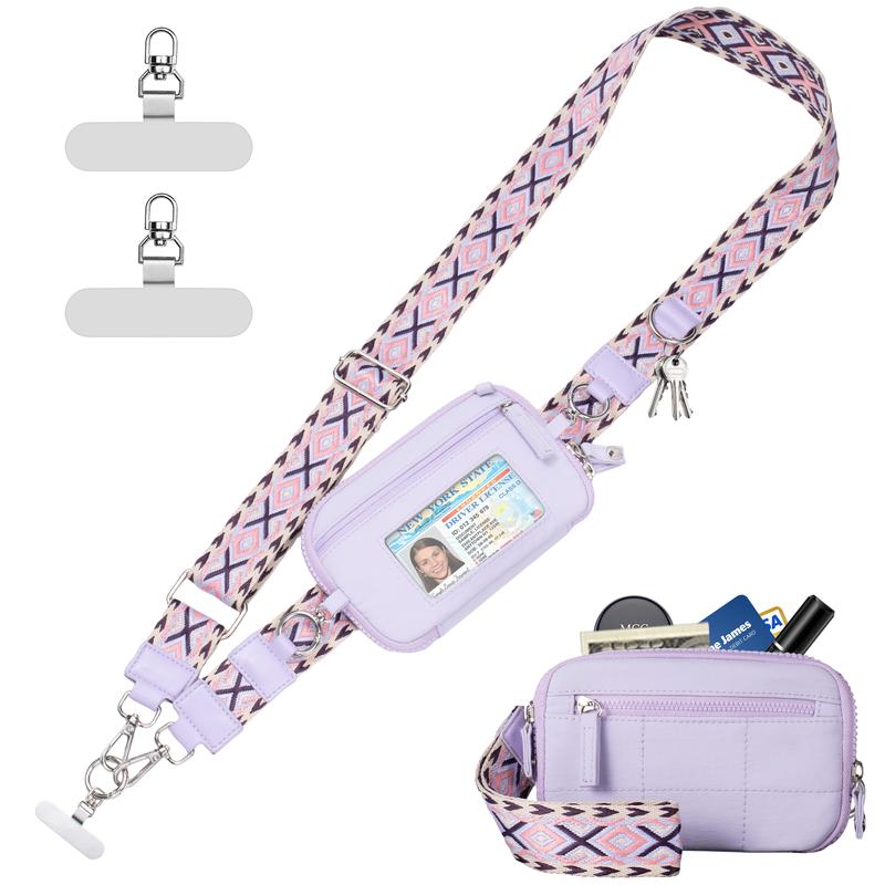 Universal Phone Strap Bag with RFID-Blocking Wristlet Wallet - Adjustable Crossbody Lanyard