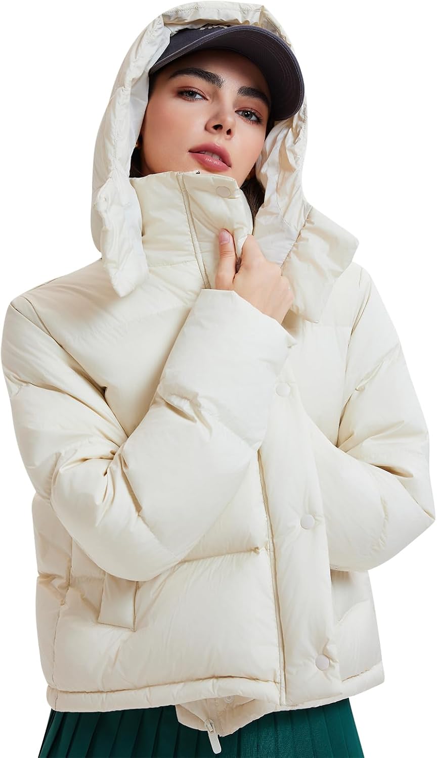 AFZ 800 Fill Short Down Puffer Jacket, Relaxed Fit Lightweight Ski Winter Coat