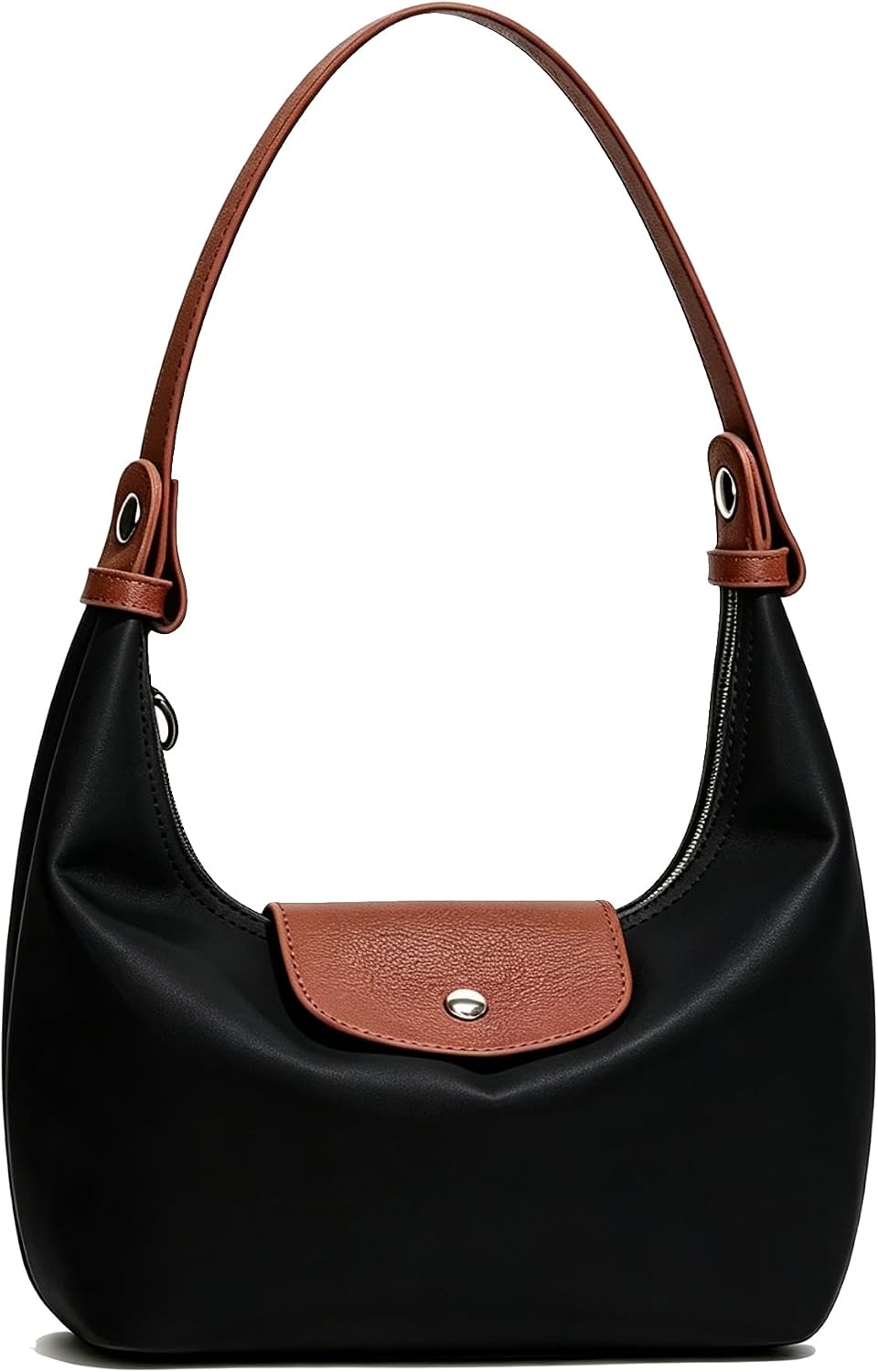 Convertible Mini Nylon Shoulder Bag - Lightweight Crossbody Crescent Dumpling Purse with 2 Straps