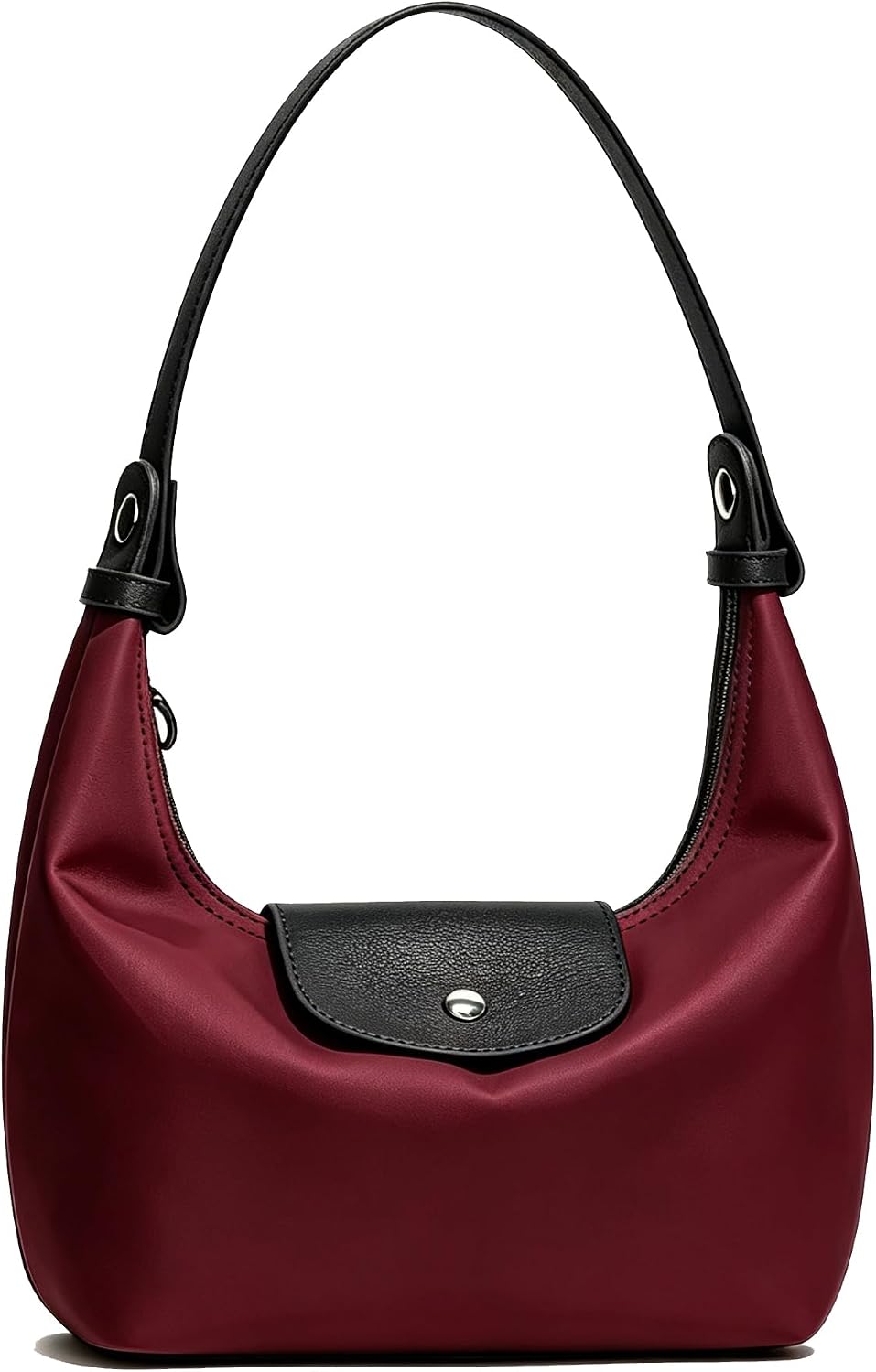 Convertible Mini Nylon Shoulder Bag - Lightweight Crossbody Crescent Dumpling Purse with 2 Straps