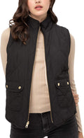 Women’s Quilted Vest - Reversible Lightweight Sleeveless Full Zip Up Faux Fur Lining Gilet Jacket with Pockets