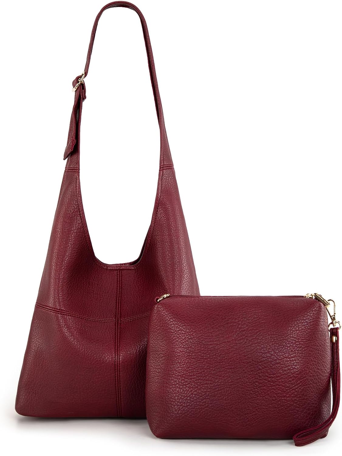 Ultra Soft Foldable Hobo Bag for Women - Slouchy Shoulder Handbag with Cosmetic Pouch